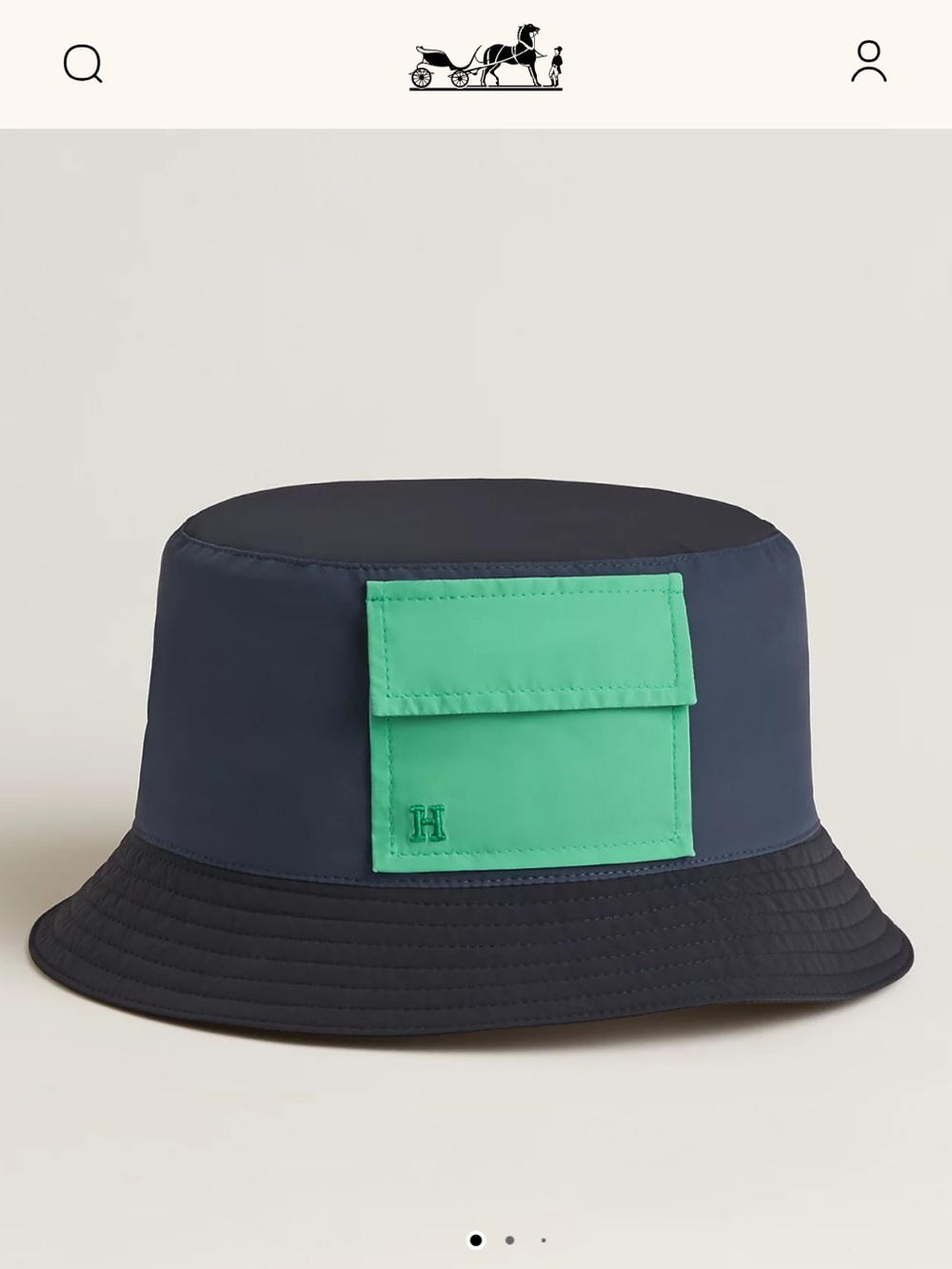 Hermes Hat Navy with Green